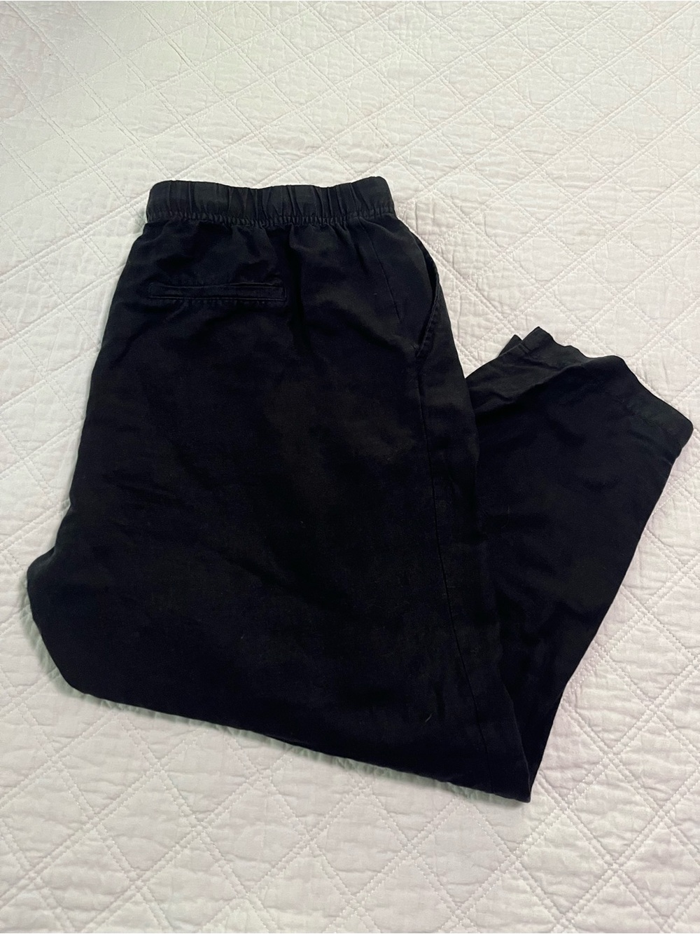 Linen Elastic-Waist Drawstring Pants XL